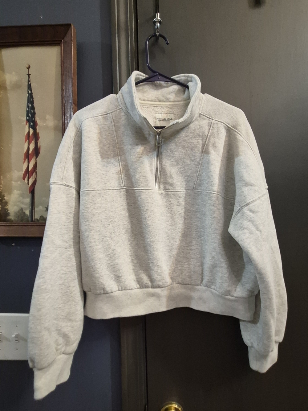 Abercrombie & Fitch Light Gray Half-Zip Sweatshirt